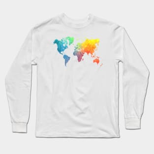 world map colors  #map #worldmap Long Sleeve T-Shirt